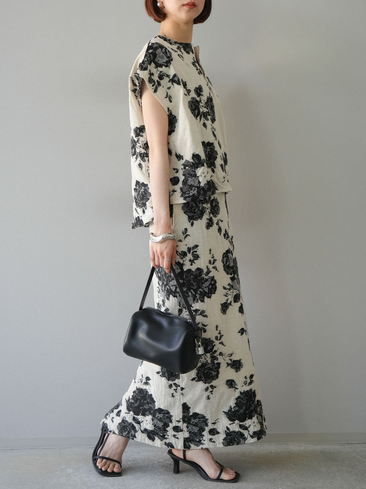 [予約]ジャガードIラインスカート/ブラック