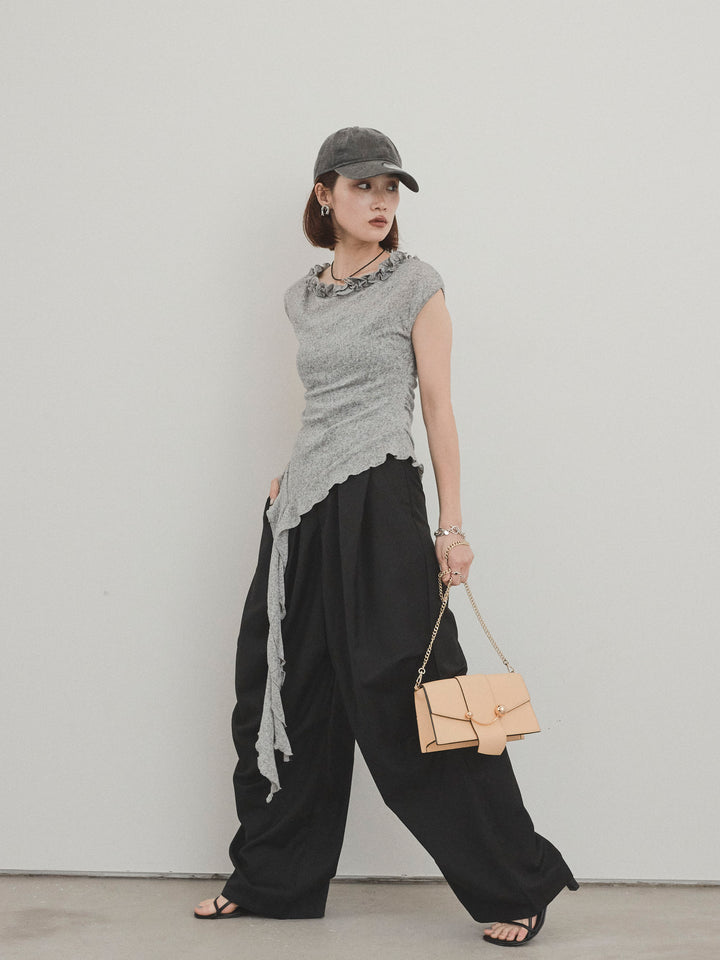 [預購] Design Loop 側邊褶褲/黑色