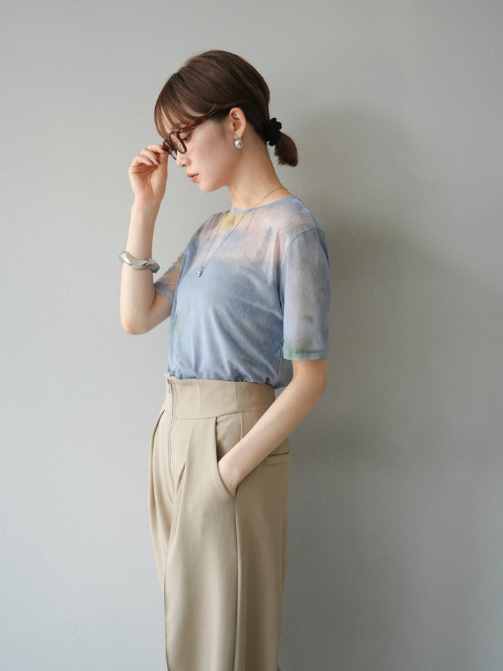 [予約]タイダイ柄シアーハーフトップス/サックス