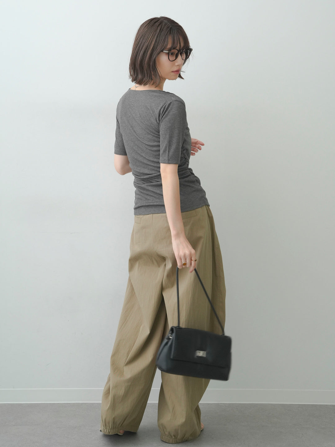 [SET]シアードレープカシュクールプルトップス+タックバックヘムギャザーライトパンツ(2set)