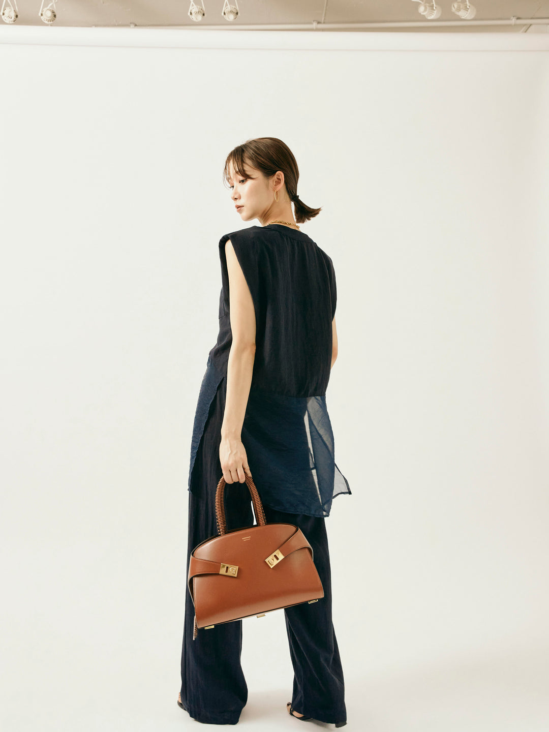 [SET]オーガンジーヘムブラウス＆ワイドパンツSET UP(2set)