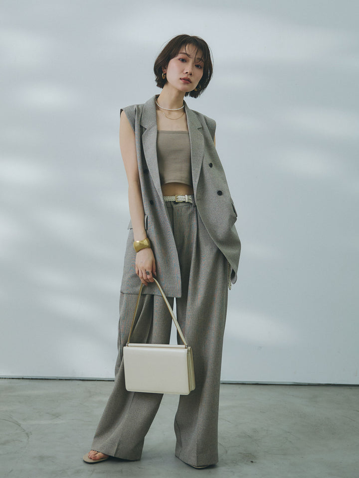 【Allure】[SET]杢調ミディ丈テーラードジレ+杢調ミディ丈テーラードジレ(2set)