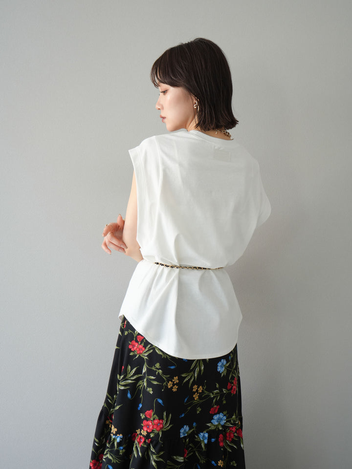 [預訂] 後標logo印花美國棉質T卹/米白色