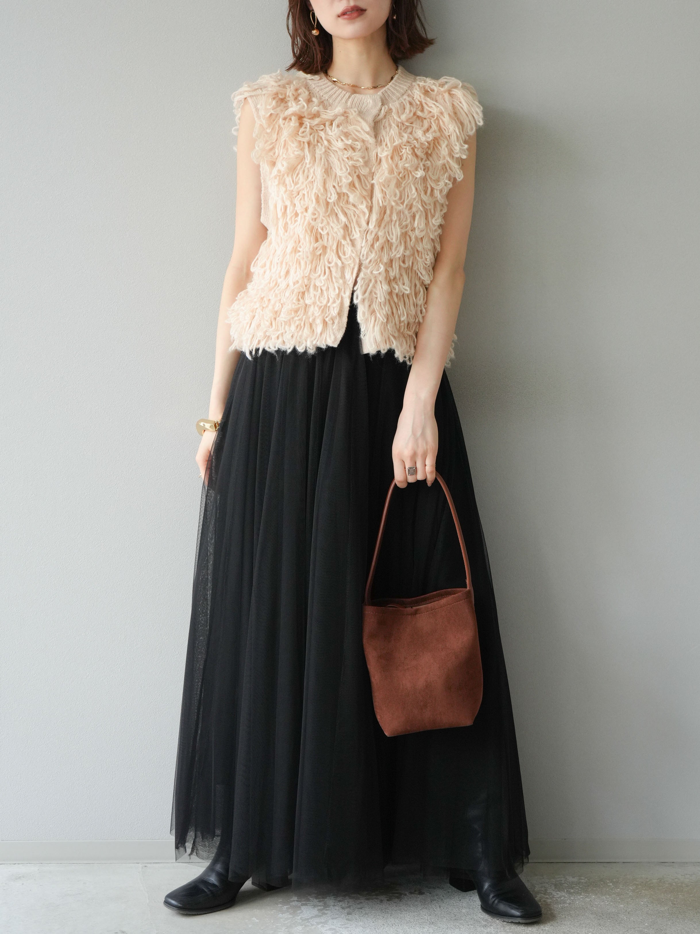 予約]チュールボリュームスカート/ブラック – Lumier