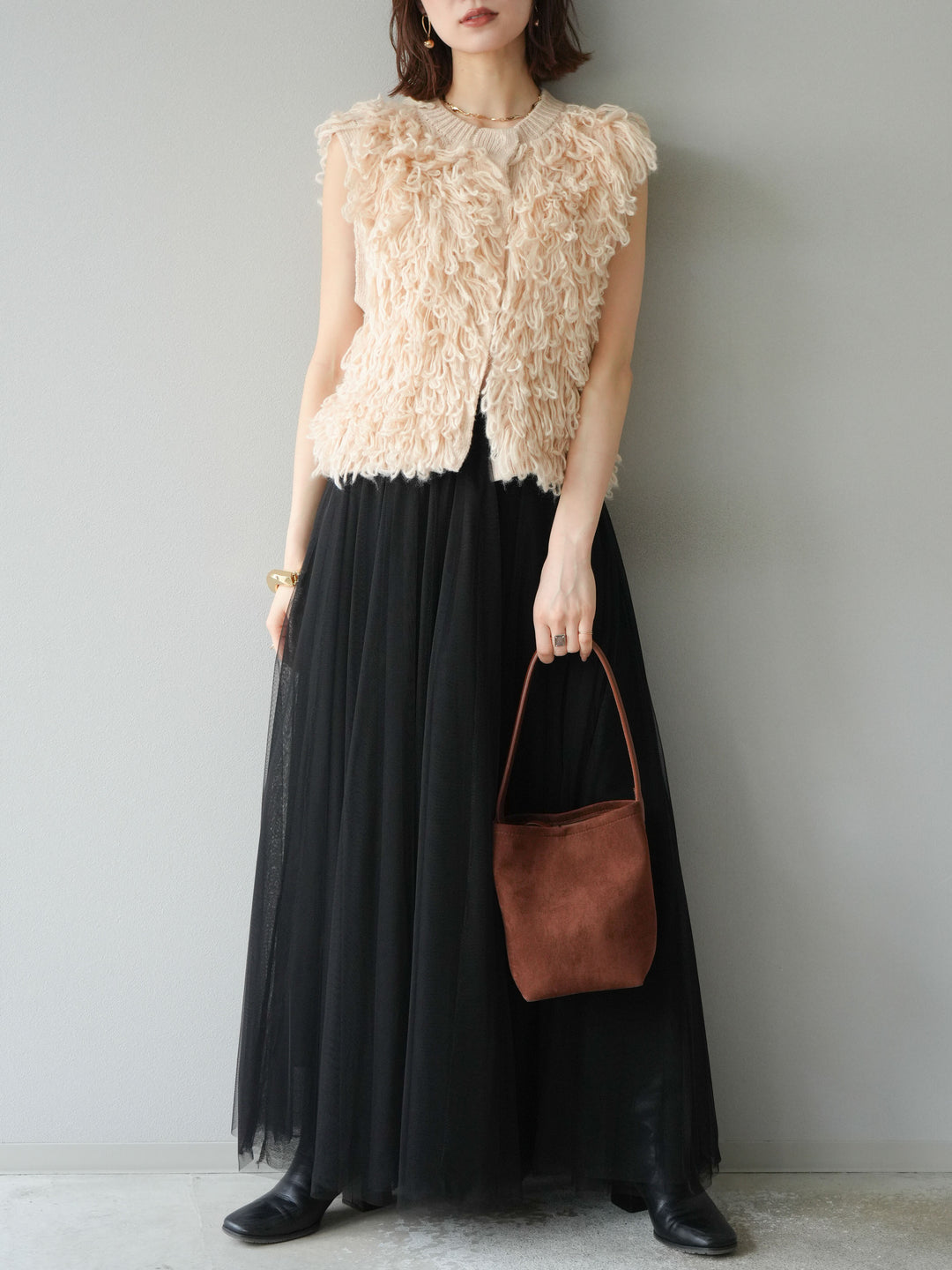 [予約]チュールボリュームスカート/ブラック