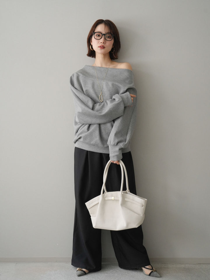 [予約]ベルト付キーホルダーモチーフワイドパンツ/black