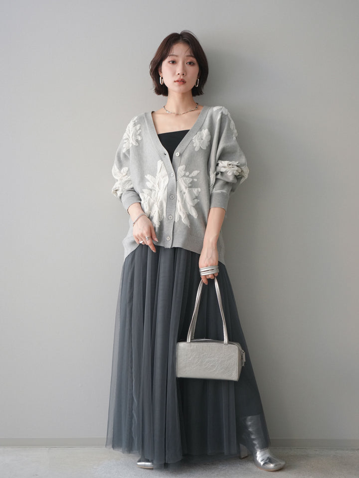 [SET]フラワージャガードニットカーディガン+フラワージャガードニットカーディガン(2set)