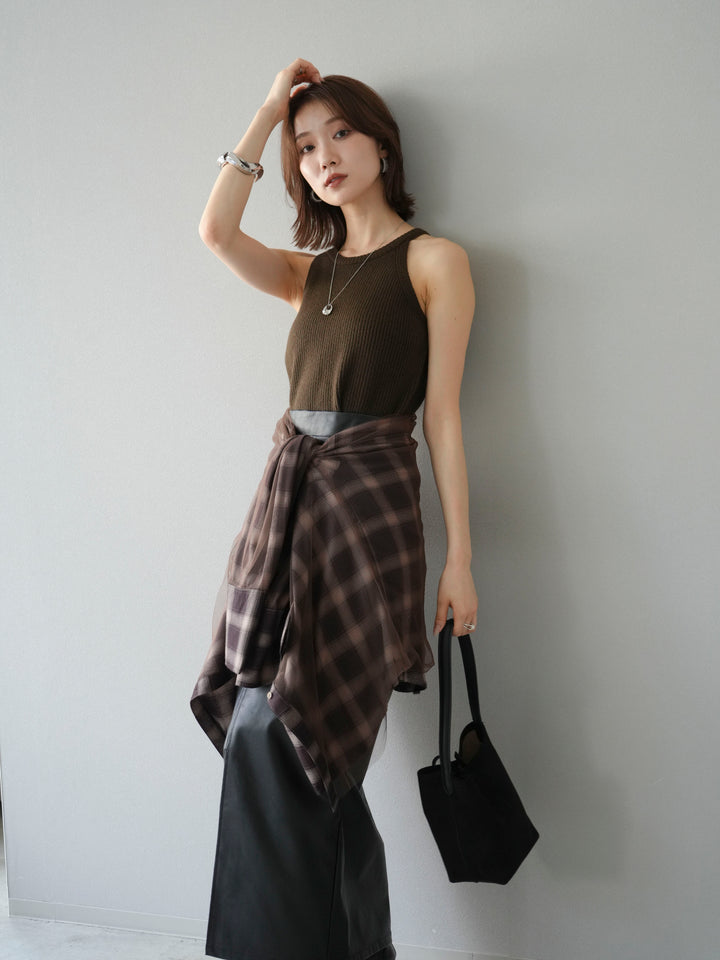 [予約]リブニットアメスリタンクトップ/カーキ