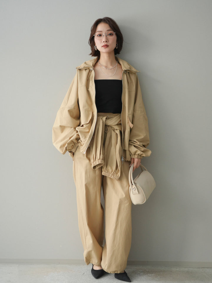 [予約]ビッグポケットコットンナイロンジップブルゾン/beige