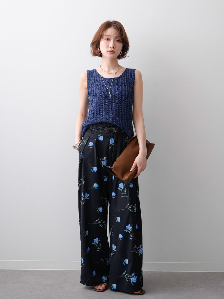[予約]メランジケーブルニットタンクトップ/navy