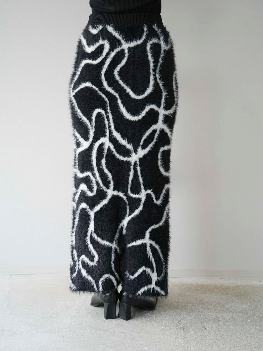 [予約]ラインシャギーニットスカート/ブラック