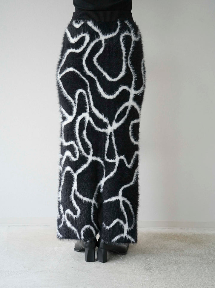 [予約]ラインシャギーニットスカート/ブラック