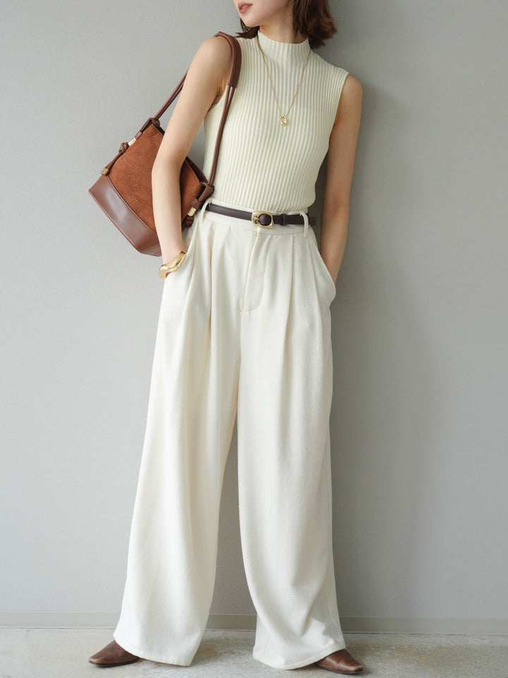 [予約]ネップワイドパンツ/アイボリー