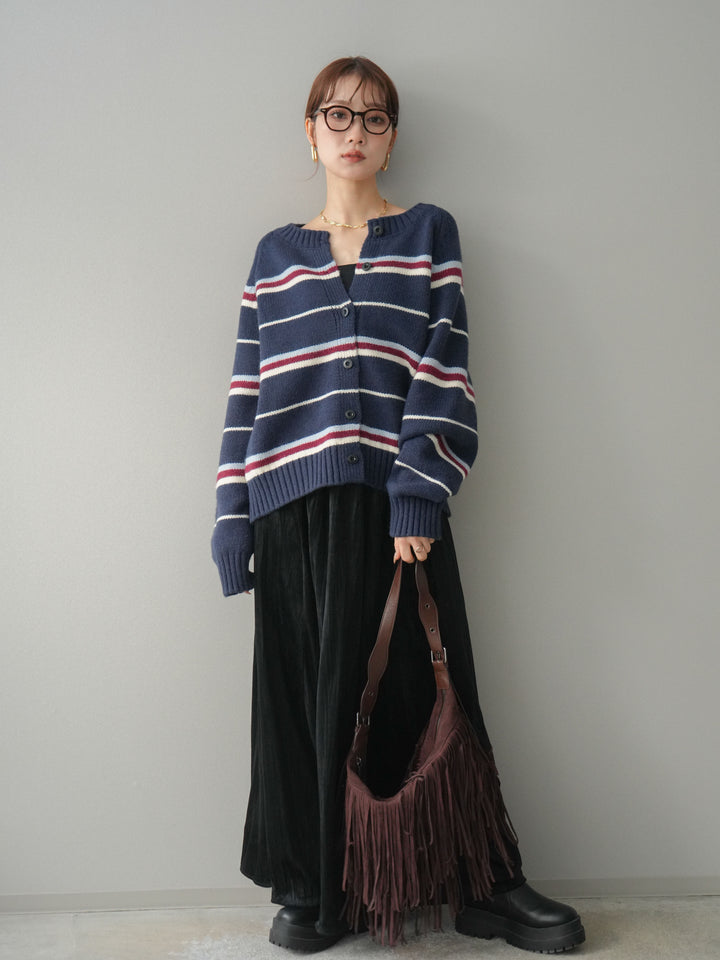 [予約]ワッシャーベロアプリーツスカート/black