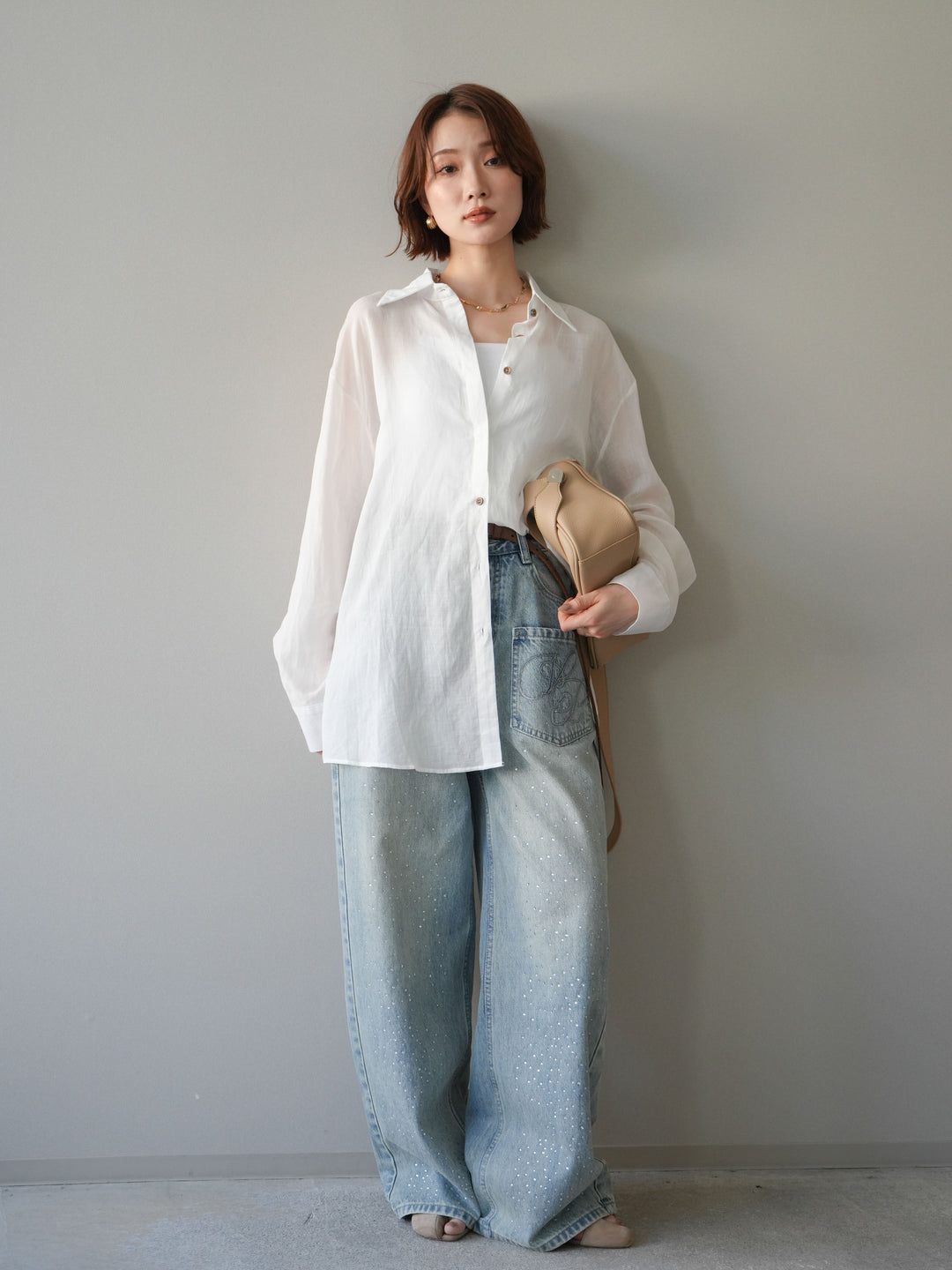 [予約]バックオープンツイストシャツ/white