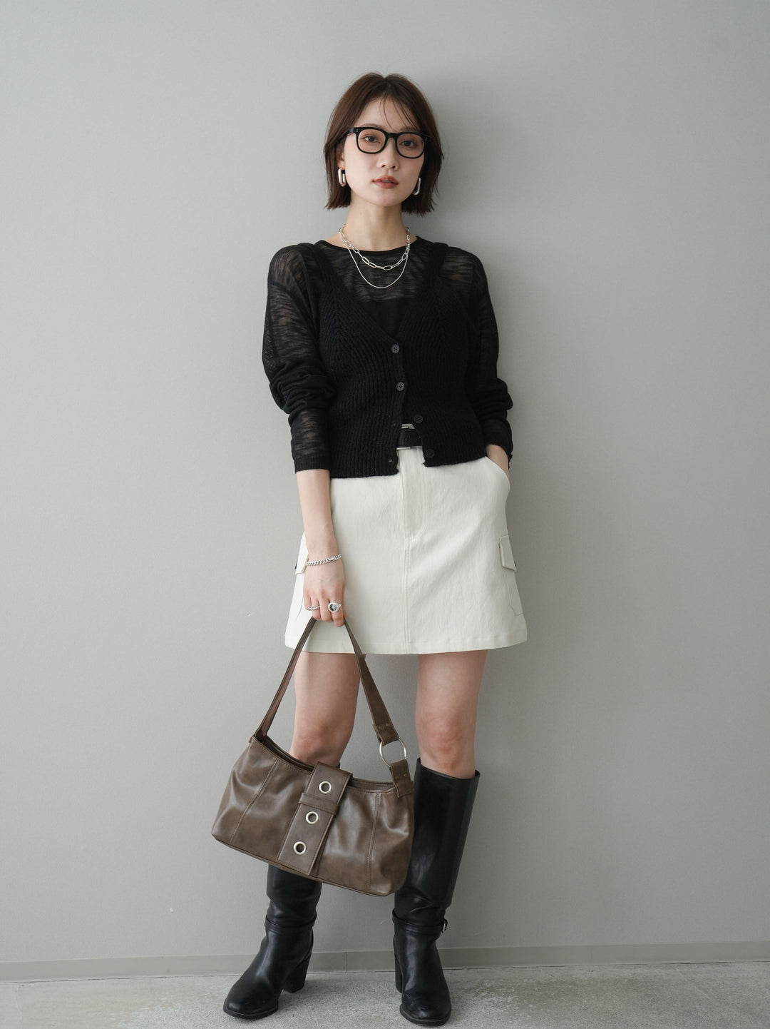 [予約]ビスチェアンサンブルシアーニット/black