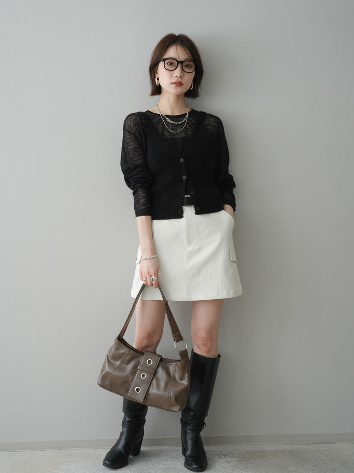 [予約]ビスチェアンサンブルシアーニット/black