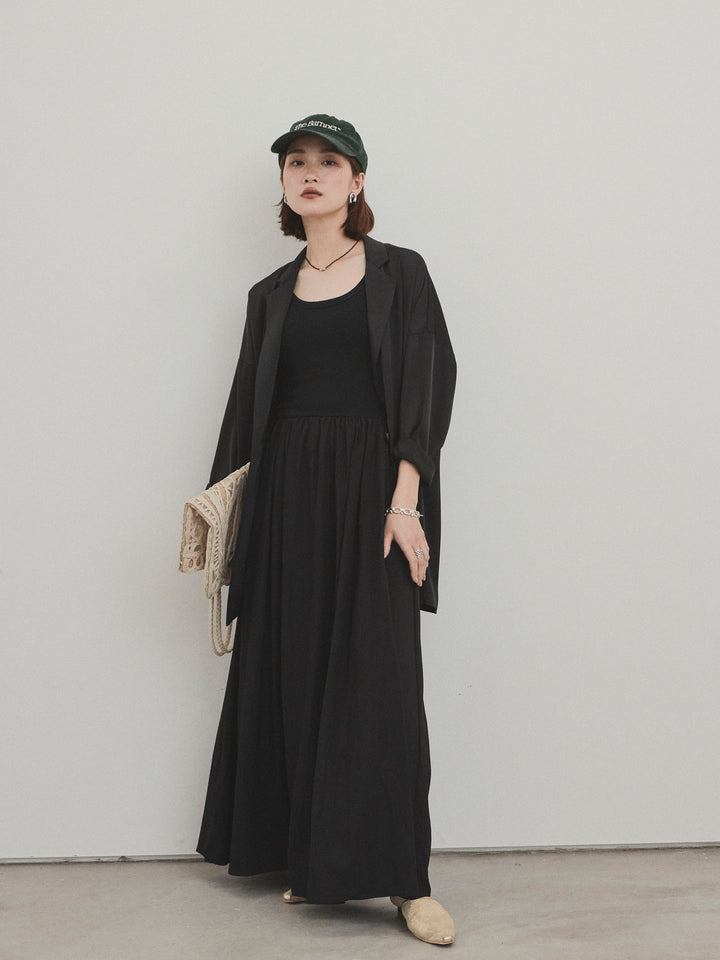 [予約]リブドッキングフレアワンピース/ブラック