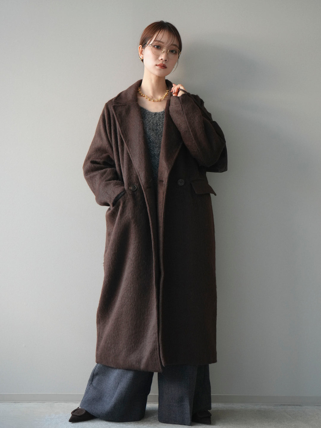 [予約]ソフトシャギーチェスターコート/brown