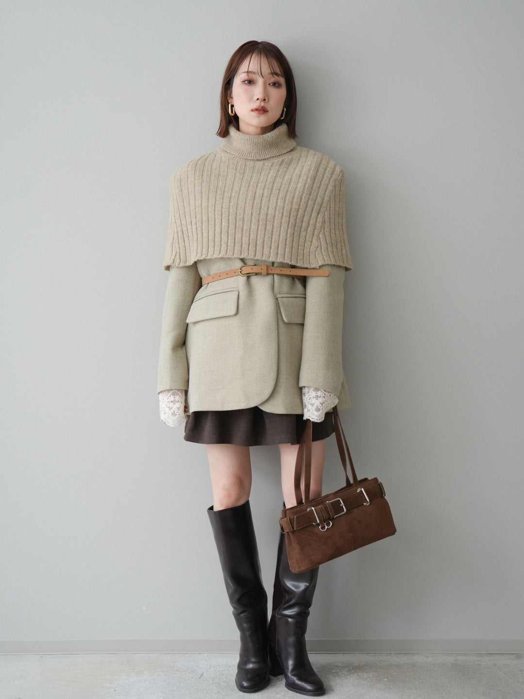 [20%オフ]ケープ付ノーカラージャケット/ivory