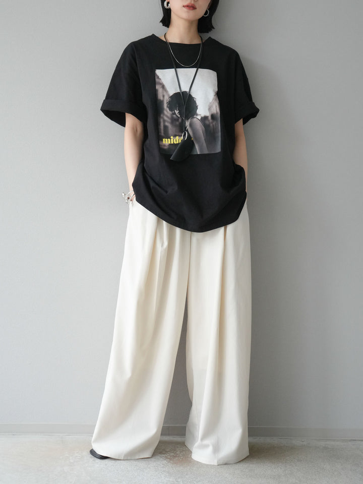 [預購] 縐雪紡褶皺寬褲/象牙白