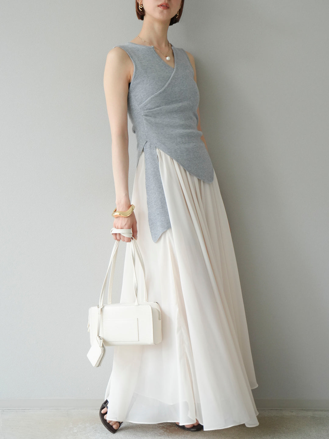 [予約]シフォンフレアスカート/アイボリー