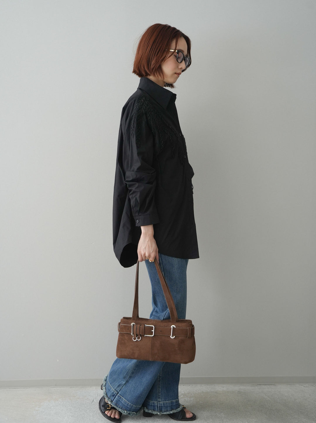 [予約]フリンジデザインセミフレアデニム/blue