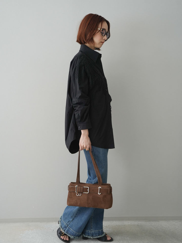 [予約]フリンジデザインセミフレアデニム/blue