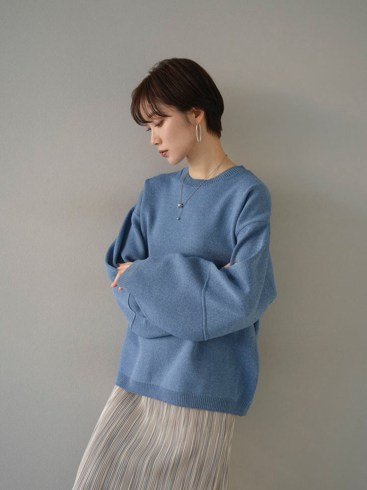 [Pre-order] Milano Rib Crew Neck Knit Pullover/Blue