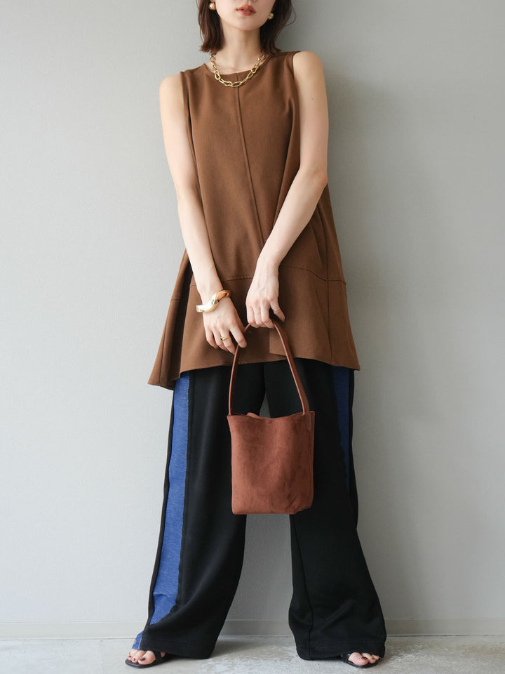 [予約]デニム切替2WAYデザインスウェットパンツ/ブラック