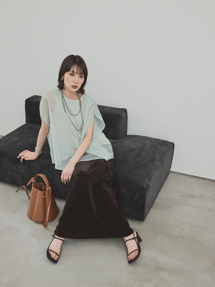 [予約]コンパクトスムースシアーレイヤードトップス/ミント