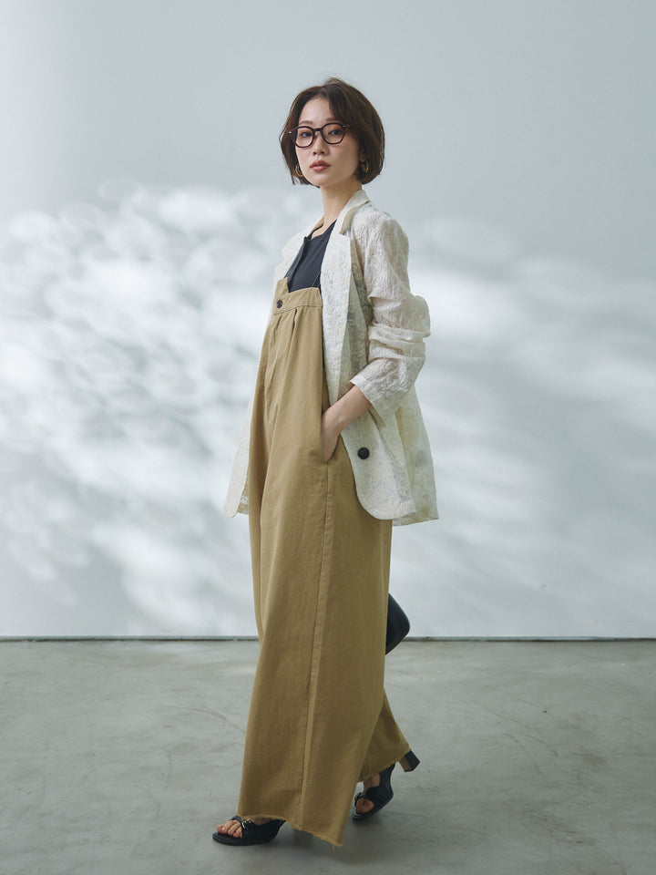 【Allure】[SET]カットオフコットンツイル配色ステッチサロペット+カットオフコットンツイル配色ステッチサロペット(2set)