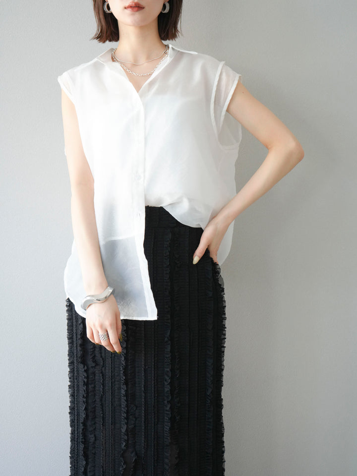 [SET] 硬紗層疊透視襯衫 + 硬紗層疊透視襯衫 (2set)