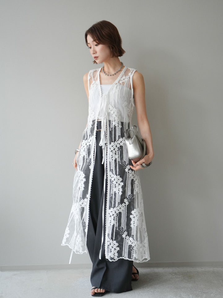 【預購】設計師蕾絲長裙配馬甲 / 白色
