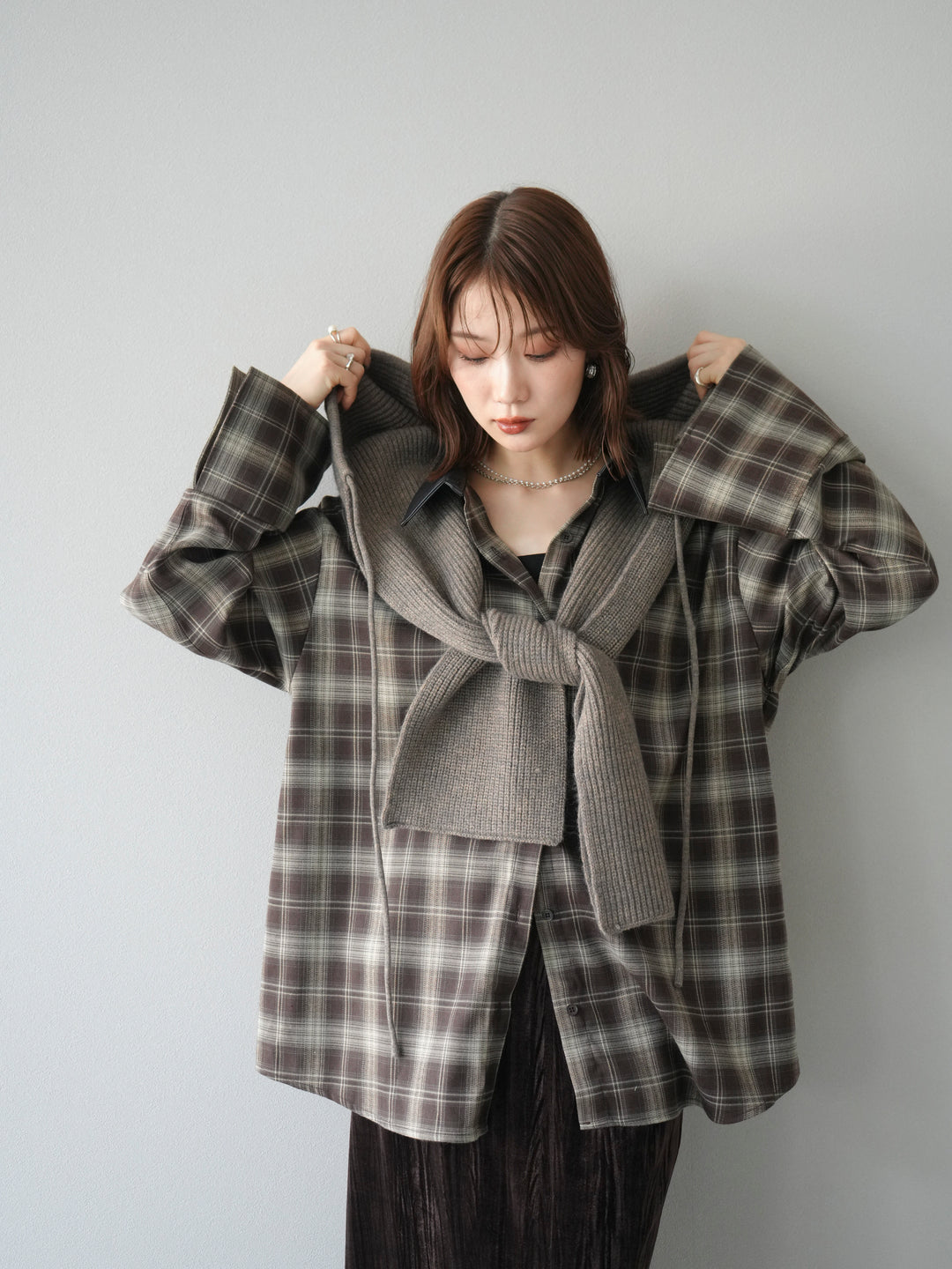 [予約]フードニットマフラー/グレージュ