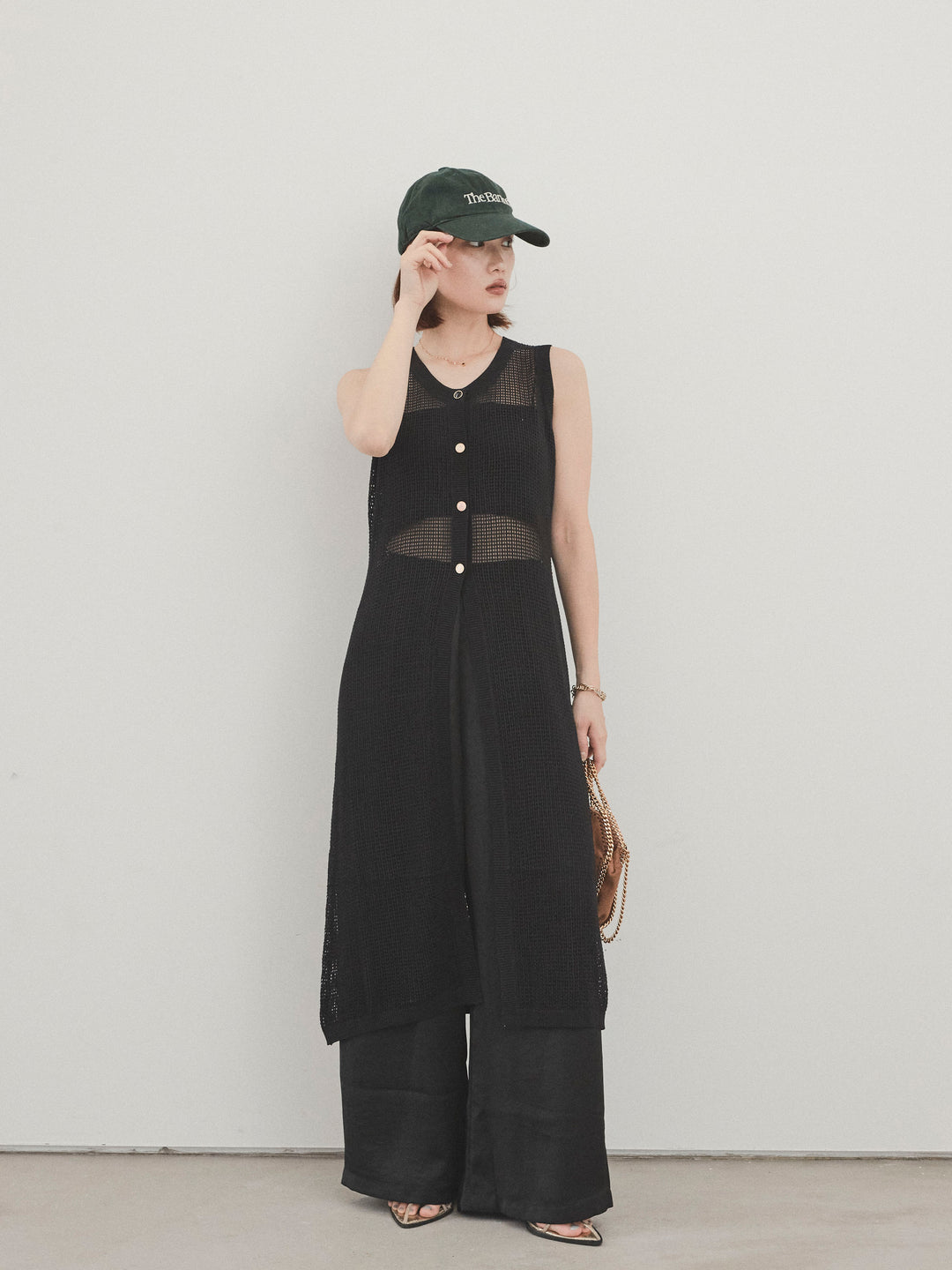 【預購】緞面休閒褲/黑色