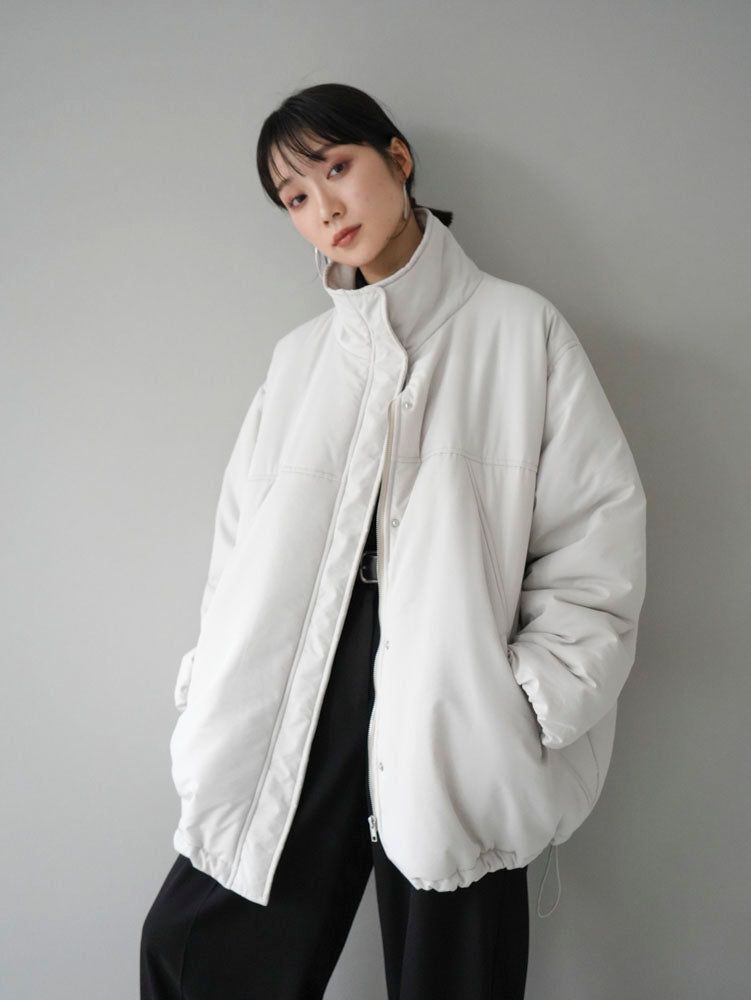 予約]スタンドネック中綿ビッグジャケット/ライトグレー – Lumier