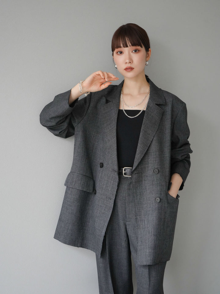 [予約]カットオフダブルブレストジャケット/ブラック