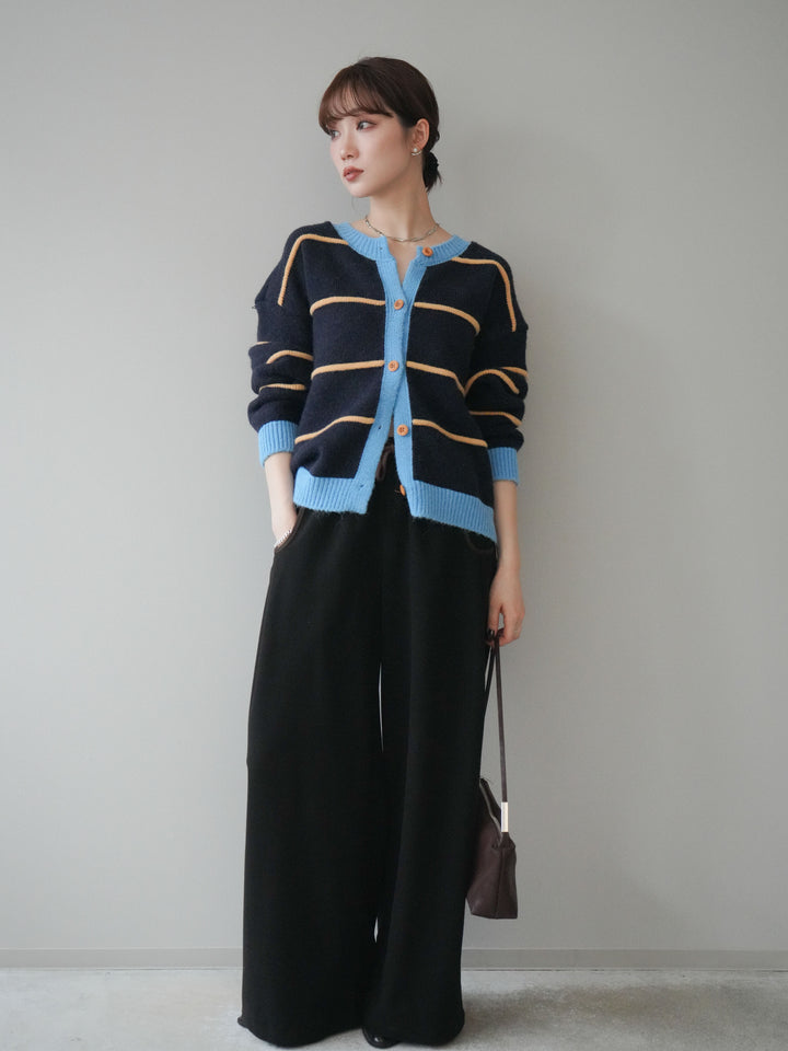 [予約]配色パイピングイージーパンツ/black