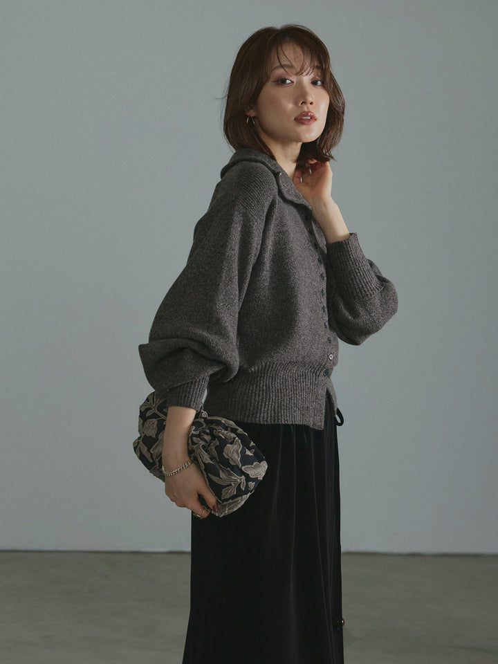 【Allure】[SET]ミックスハイネックカーディガン+ミックスハイネックカーディガン(2set)