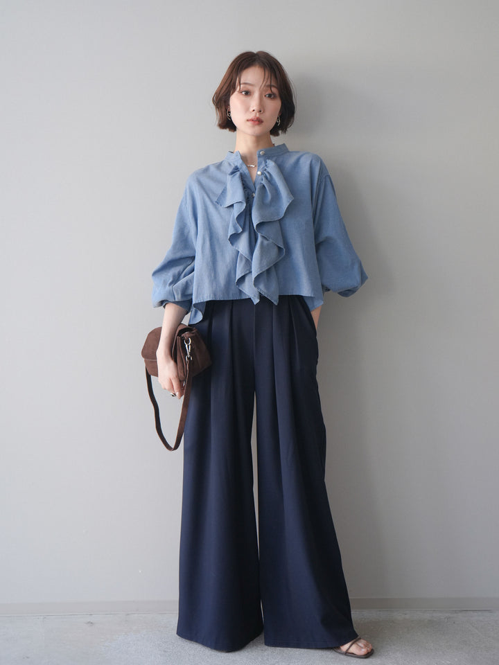 [SET]ラッフルフレアショートブラウス+ラッフルフレアショートブラウス(2set)