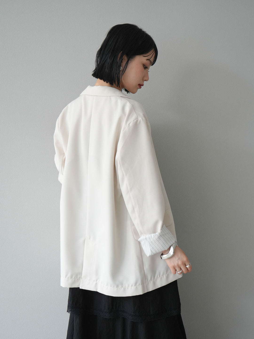 [予約]リネンタッチテーラードジャケット/アイボリー