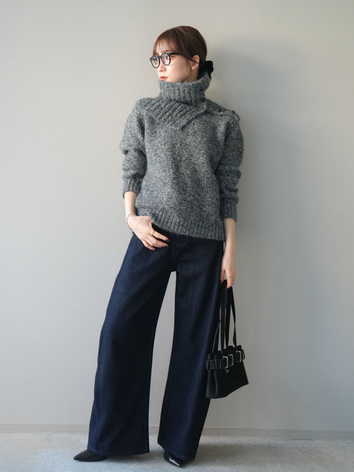 [予約]バレルレッグデニムパンツ/navy