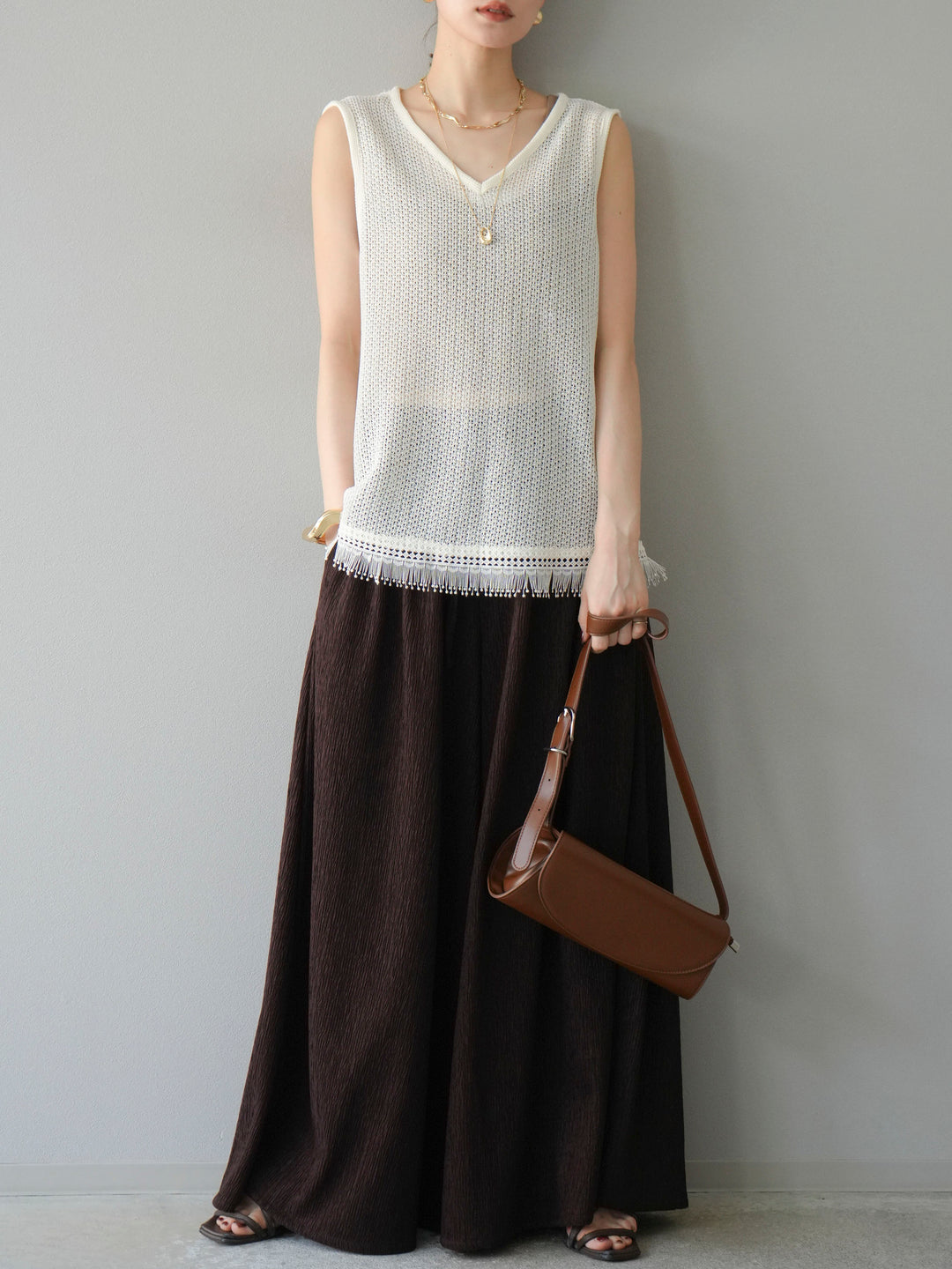 [SET] 柳條寬鬆褲 + 柳條寬鬆褲 (2set)