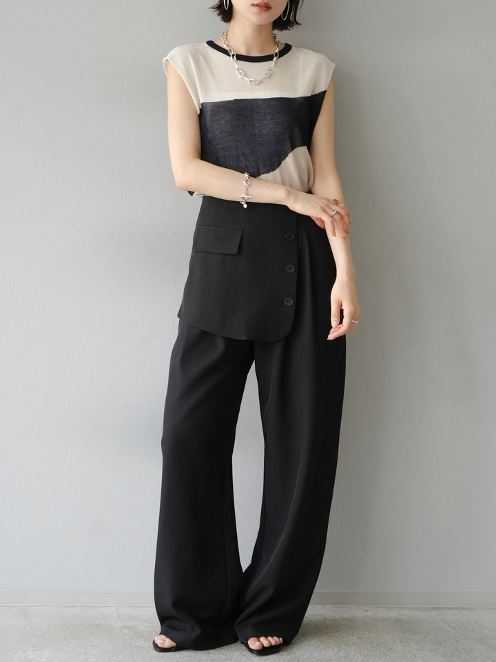 [Pre-order] Front flap slacks pants/black