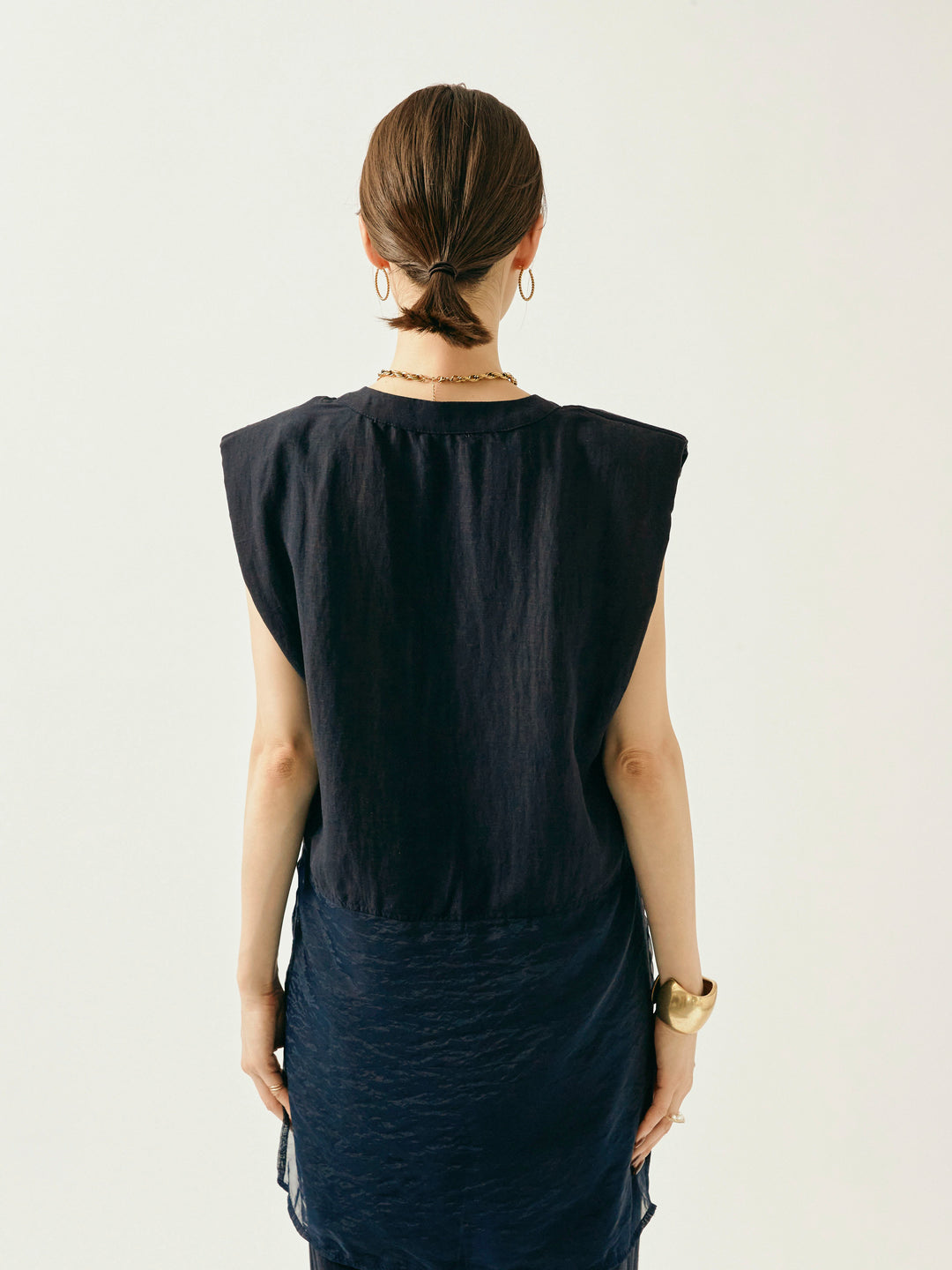 [SET]オーガンジーヘムブラウス＆ワイドパンツSET UP(2set)