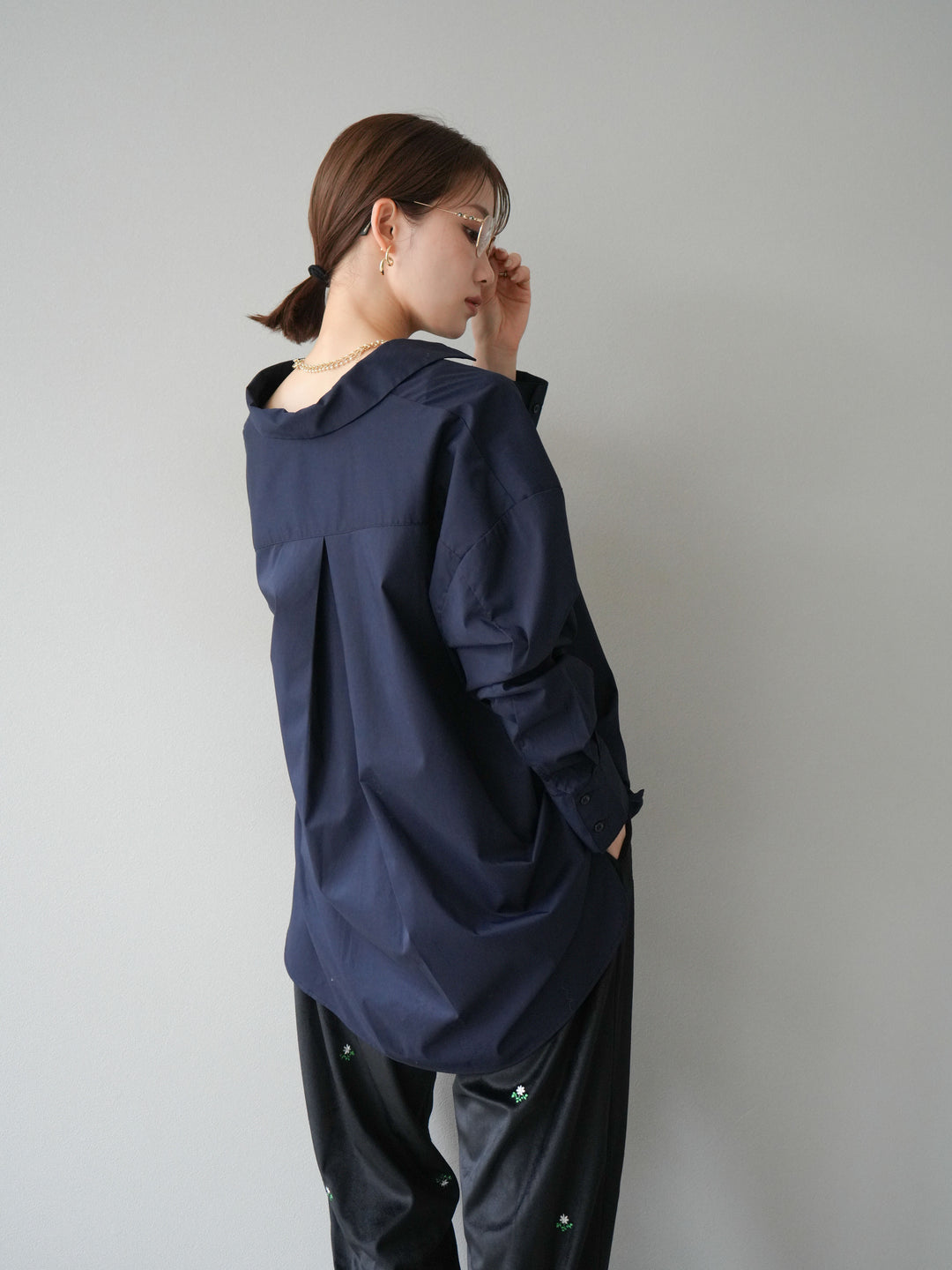 [予約]ブロードディープスキッパーブラウス/ネイビー