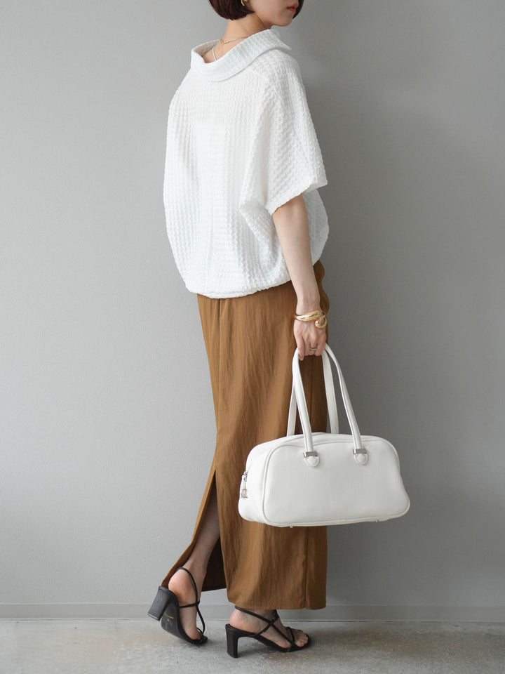 [予約]ナイロンシャーリングラップスカート/モカ