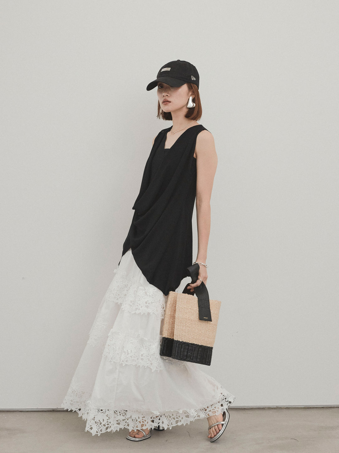 [予約]スカラップレースロングスカート/オフホワイト