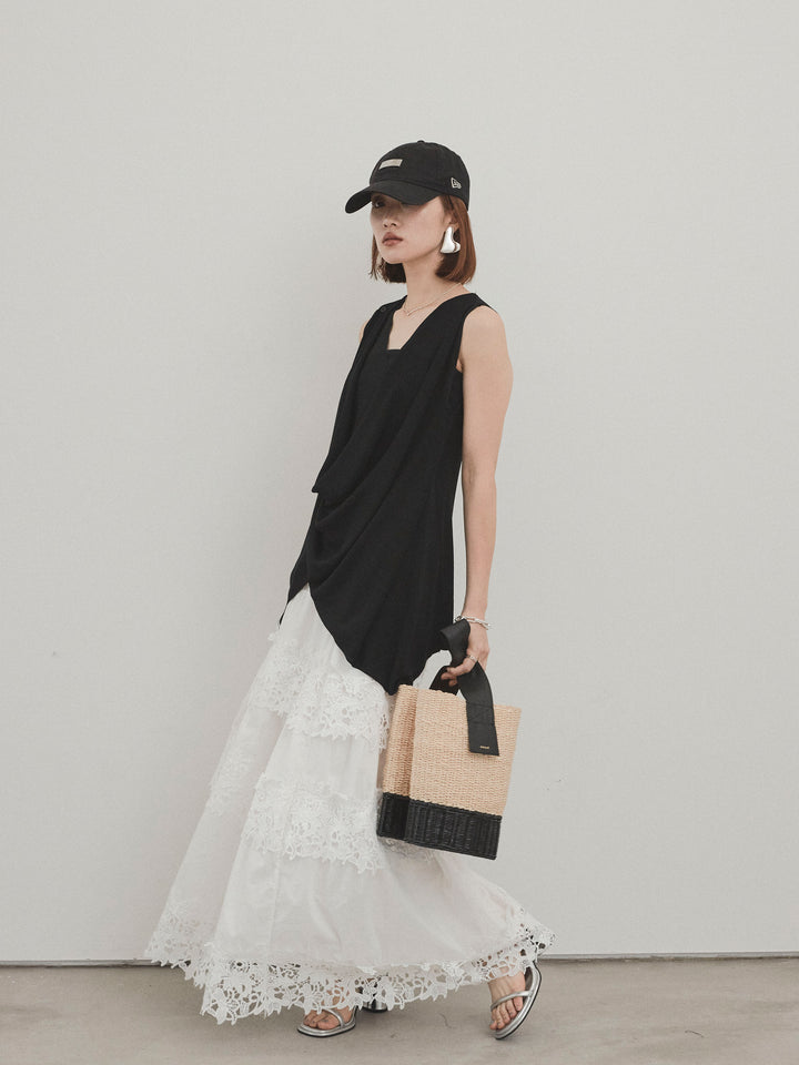 [予約]スカラップレースロングスカート/オフホワイト